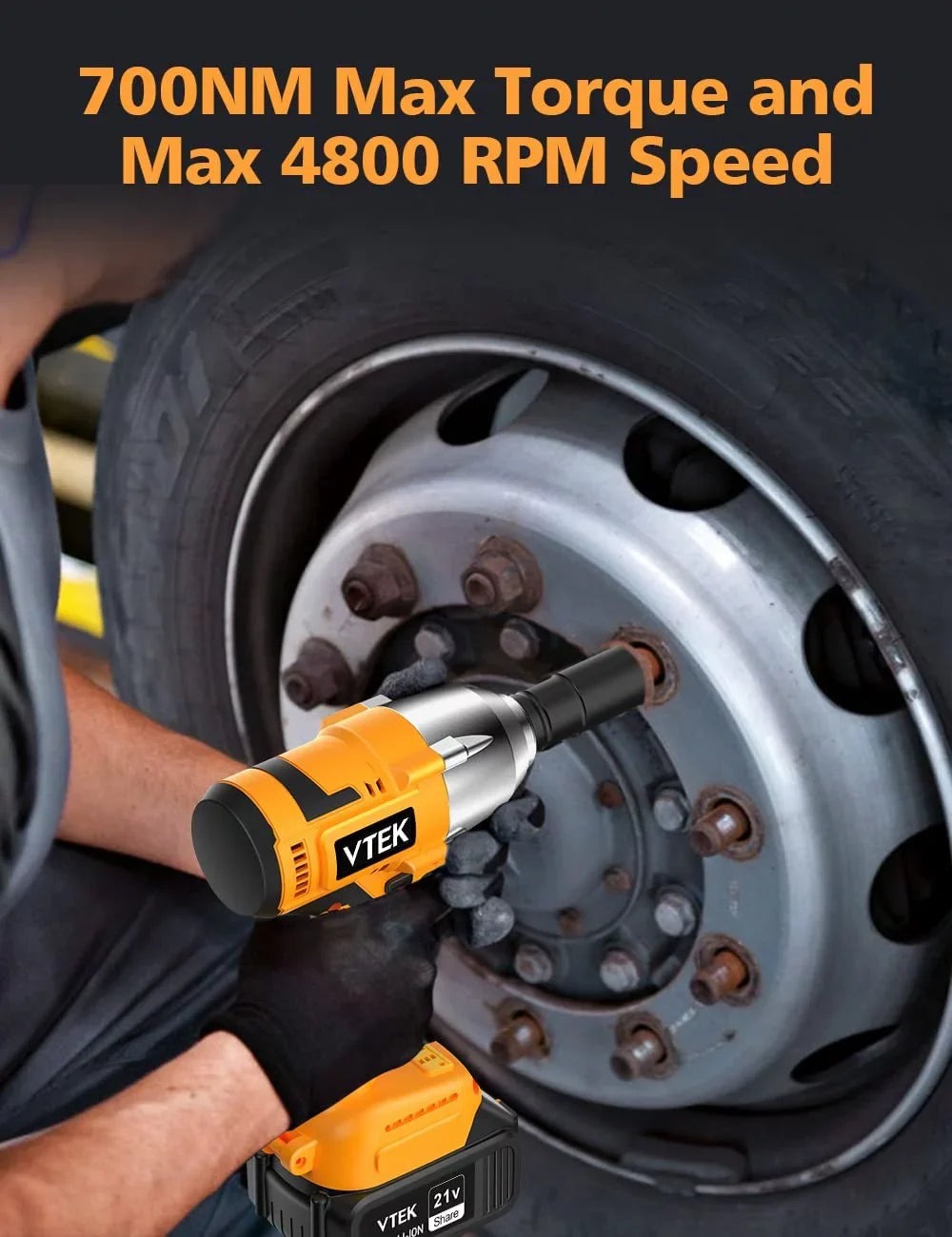 MORI Brushless Impact Wrench 1/2 Inch Cordless Impact Wrench,Max Torque 700N.m Impact Gun 515 ft-lbs for Car Tiers