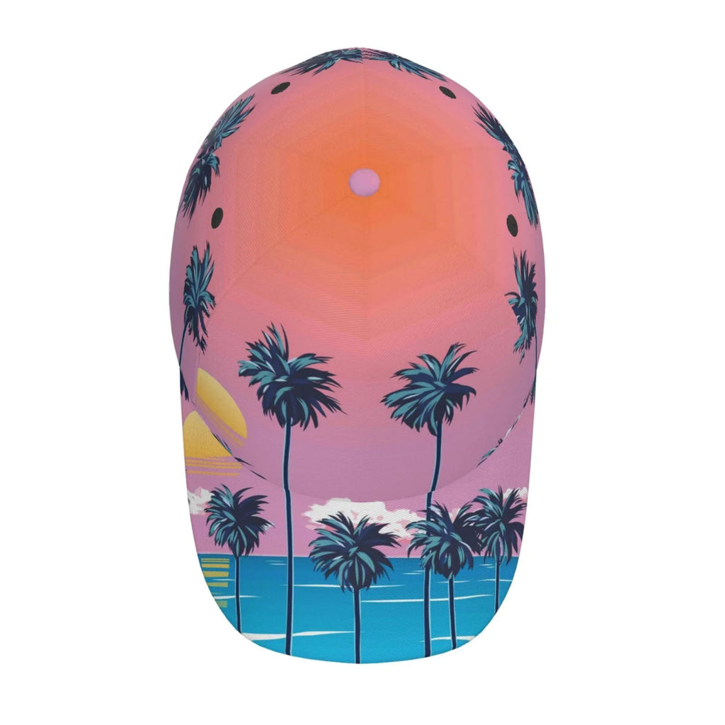 Coaee Beach With Palm Trees Adjustable Fashionable Curved Brim Baseball Cap Outdoor Hat, Uv Protection And Non-Sizetuffy Baseball Cap