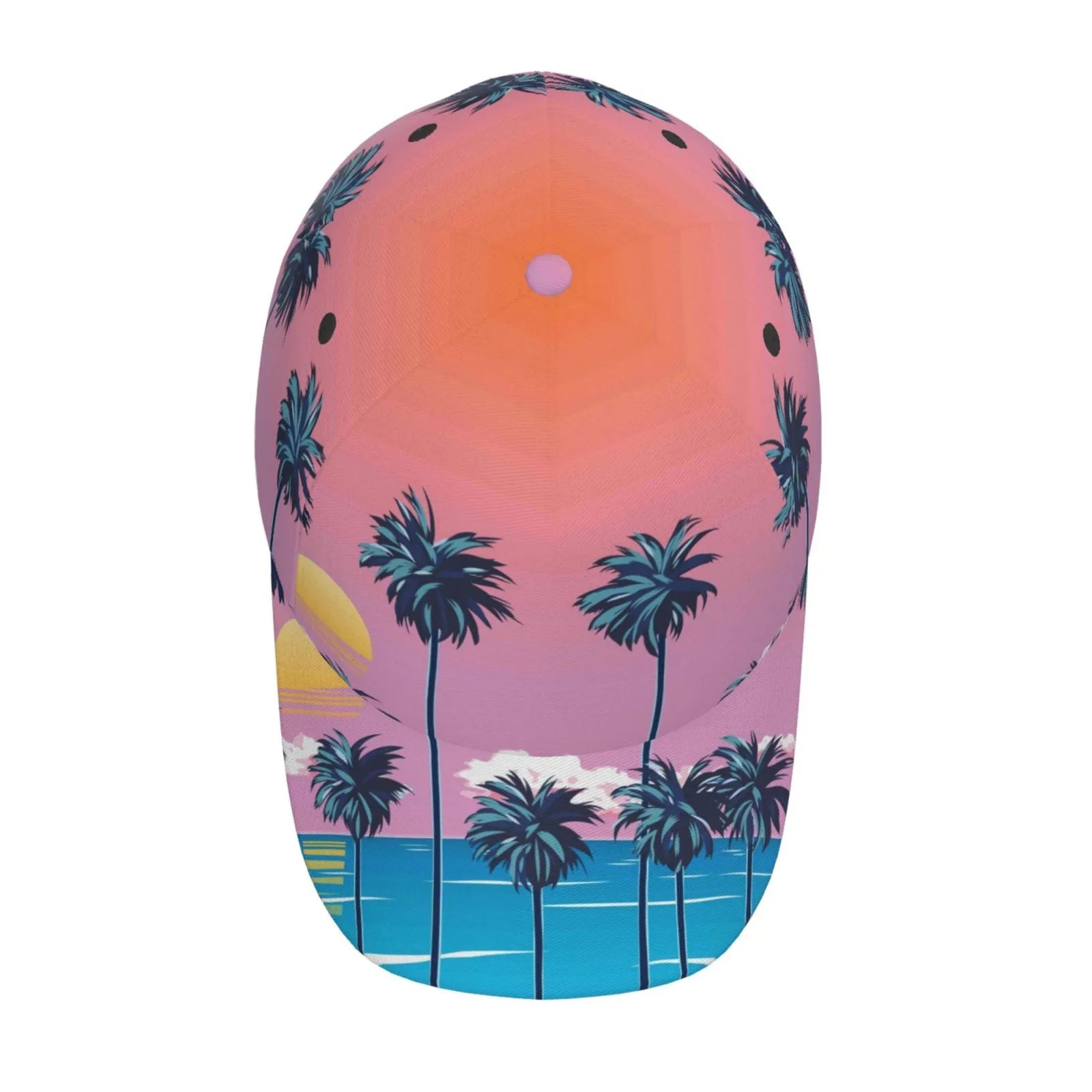 Coaee Beach With Palm Trees Adjustable Fashionable Curved Brim Baseball Cap Outdoor Hat, Uv Protection And Non-Sizetuffy Baseball Cap