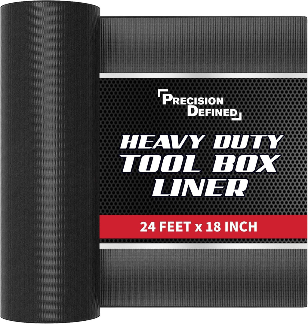 Precision Defined PU Liner Tool Box Liner Professional Grade, 18" x 24 ft, Black