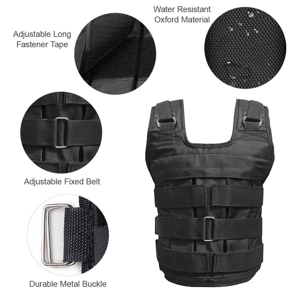 Adjustable Weighted Vest Weight Jacket Oxford Exercise Weight Loading Cloth Sizetrength Training 50kg Max. Load (Empty)