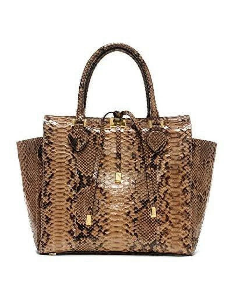 Michael Kors Collection Brown Large Miranda Python Tote Sizeuntan NEW