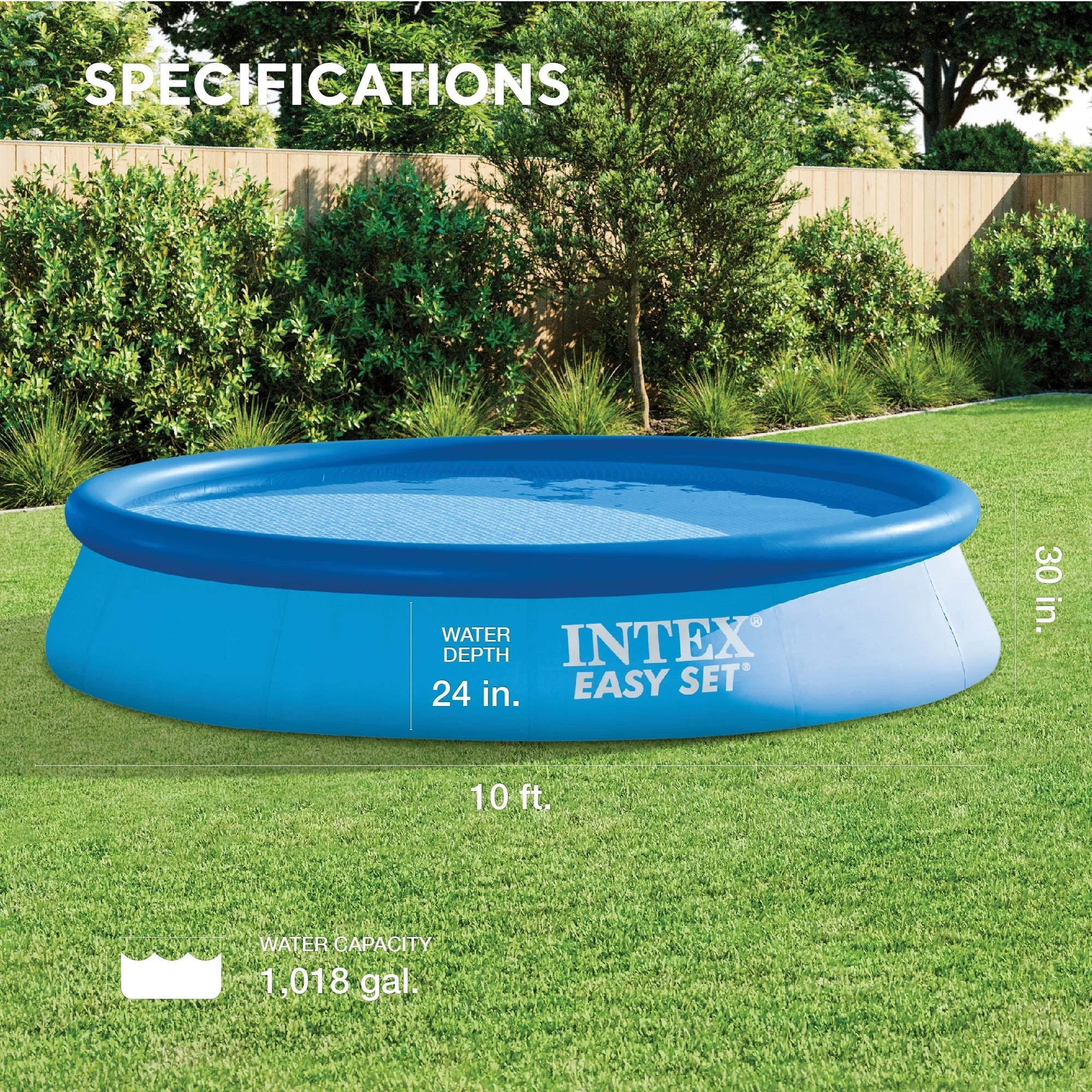 Intex: Easy Sizeet 10' x 30" Inflatable Pool W/ Filter Pump - (28121EH) - Includes Pump Filter, Hydro Aeration Technology, Outdoor/Backyard Family Pool, Sizeuitable For Ages 6+