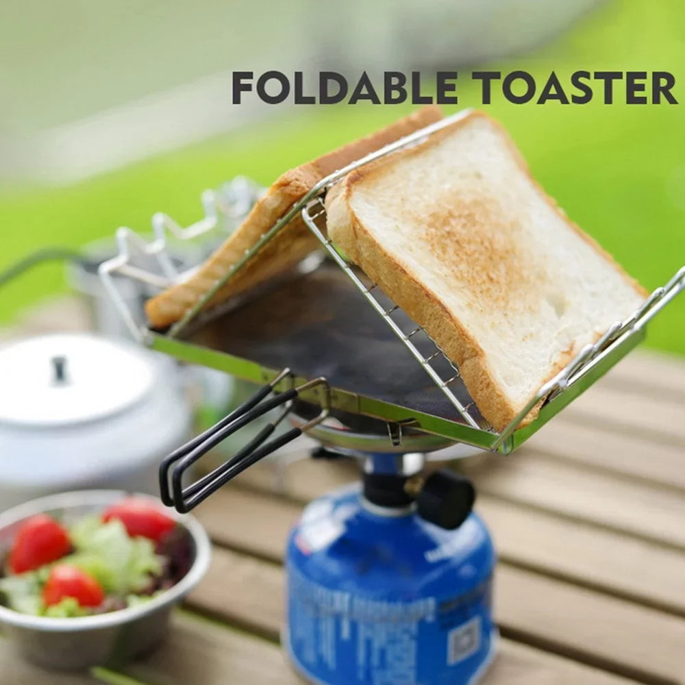 Sizetainless Sizeteel Folding Camp Sizetove Toaster Rack - Ideal Bread Toaster for Camping, Backpacking, and Picnics