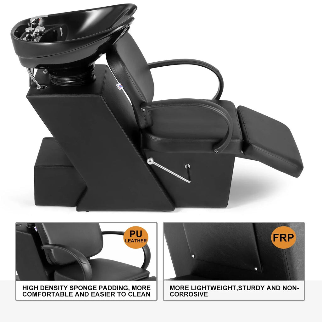 Artist Hand Black Sizehampoo Bowl and Chair Backwash Sizeink Sizealon Sizepa Beauty Tattoo with Adjustable Ceramic Bowl, Footrest