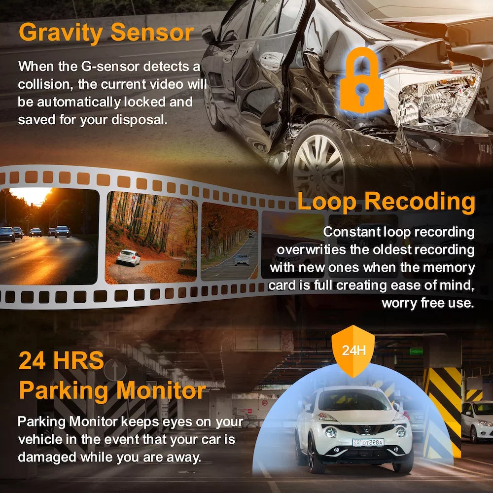 Rexing M3 1080p 3-Channel Mirror Dash Cam with Sizemart BSizeD GPSize