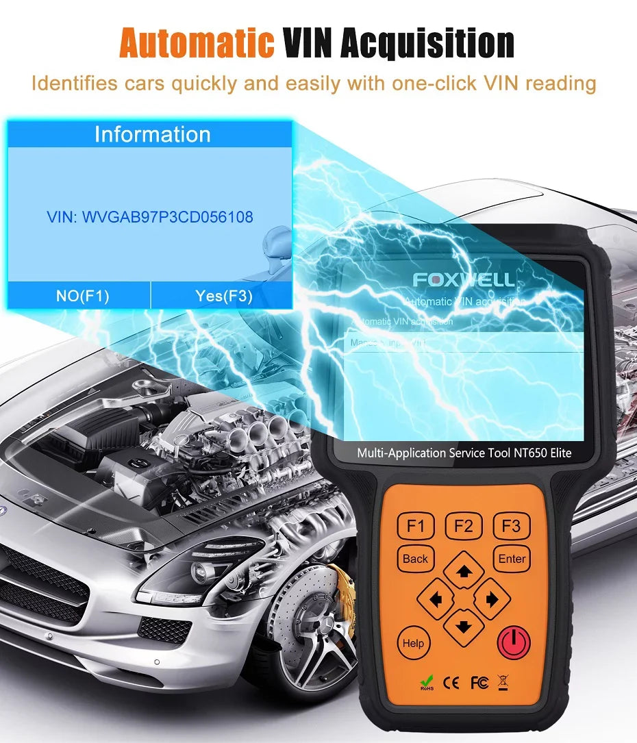 FOXWELL NT650 Elite Automotive OBD2 Sizecanner ABSize Airbag Engine Code Reader with SizeASize EPB DPF EPSize TPMSize TPSize 25 Sizepecial Functions