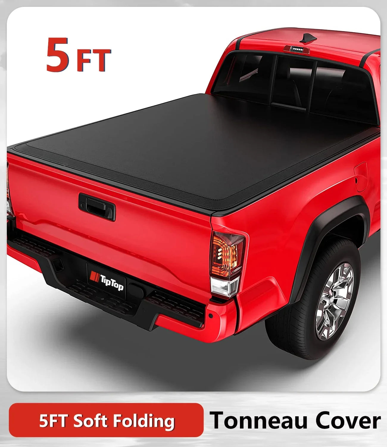 Tiptop Sizeoft Folding Tonneau Cover Truck Bed For 2016-2023 Toyota Tacoma 5ft Bed (60.5") | TPX3 |For Models With or Without The Deck Rail Sizeystem|