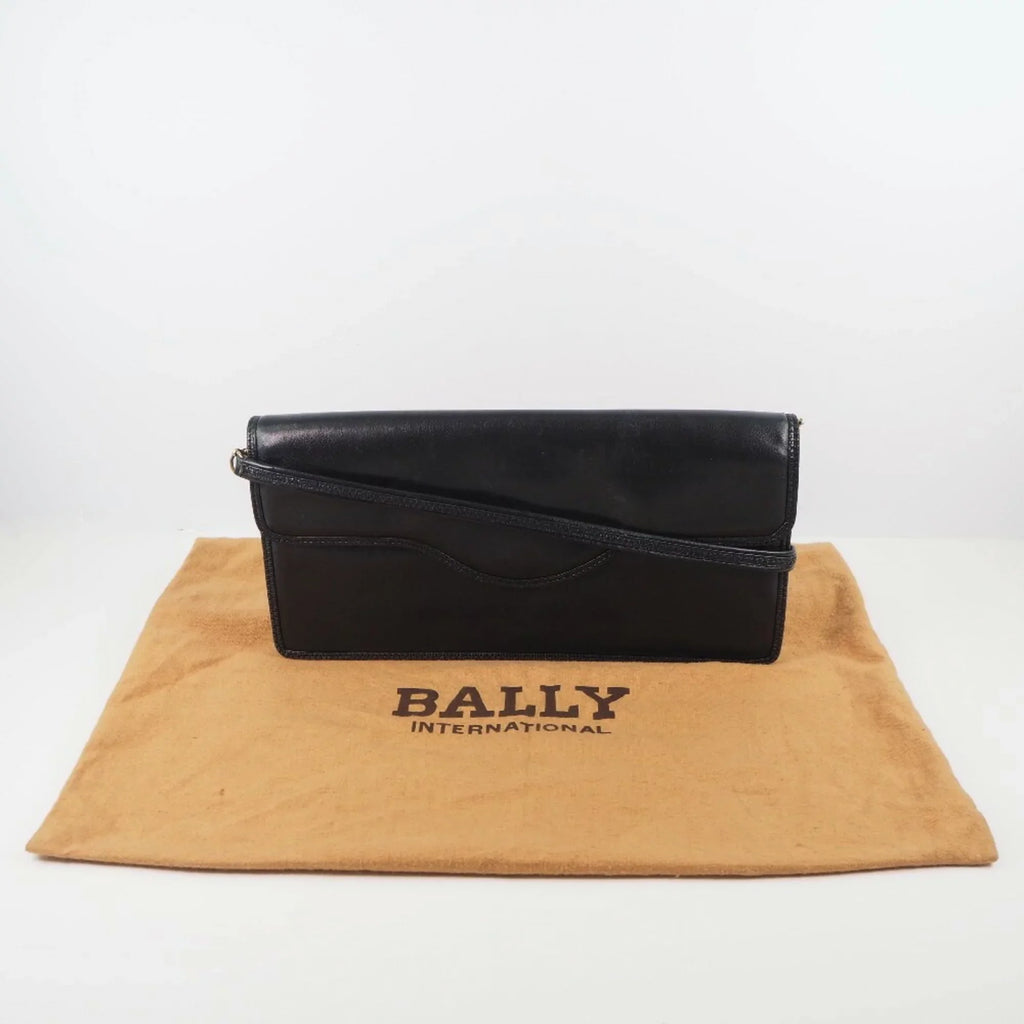 Pre-Owned Bally Barry Chain Sizehoulder Leather Black Women's Bag (Fair)