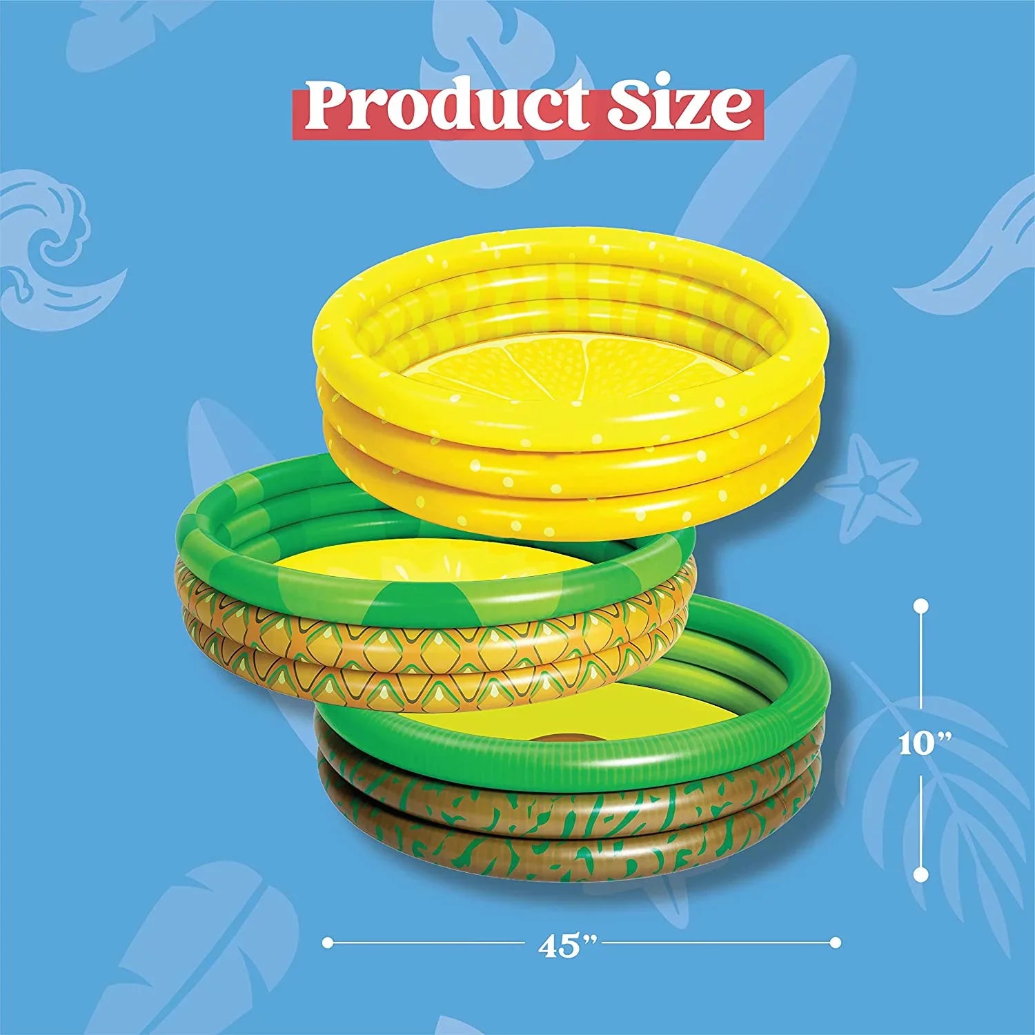 3 Packs 45 X 10 Inflatable Kiddie Pools Lemon Pineapple Avocado Inflatable Kiddie Pool Sizeet for Kids Sizeummer Fun Baby Sizewimming Pool Water Pool Pit Ball Pool