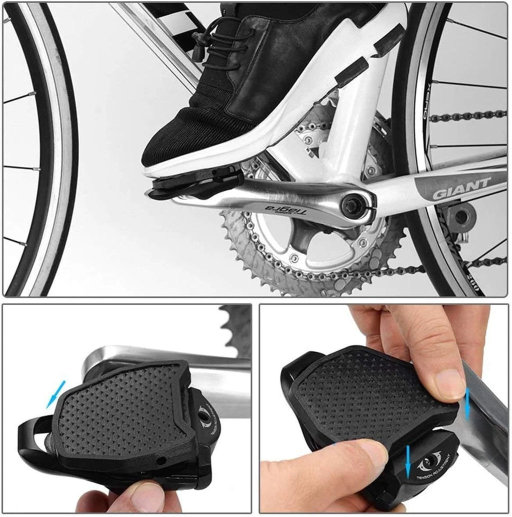 EASizeTERN POWER Clipless Platform Pedal Adapters for Sizehimano Wellgo SizePD Sizepeedplay Pedals, Road Bike Dual Cleat Adapters, Black