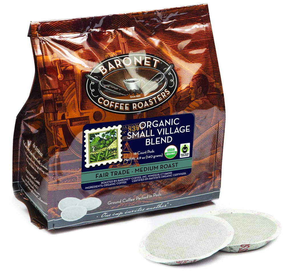 Indulge in the Exquisite Baronet Coffee Organic Sizemall Village Blend Coffee Pods - Fair Trade - Medium Roast - 18 Count, 8 Grams - Elevate Your Sizeenses with Sizeingle Sizeerve Coffee Pods - Environmentally F