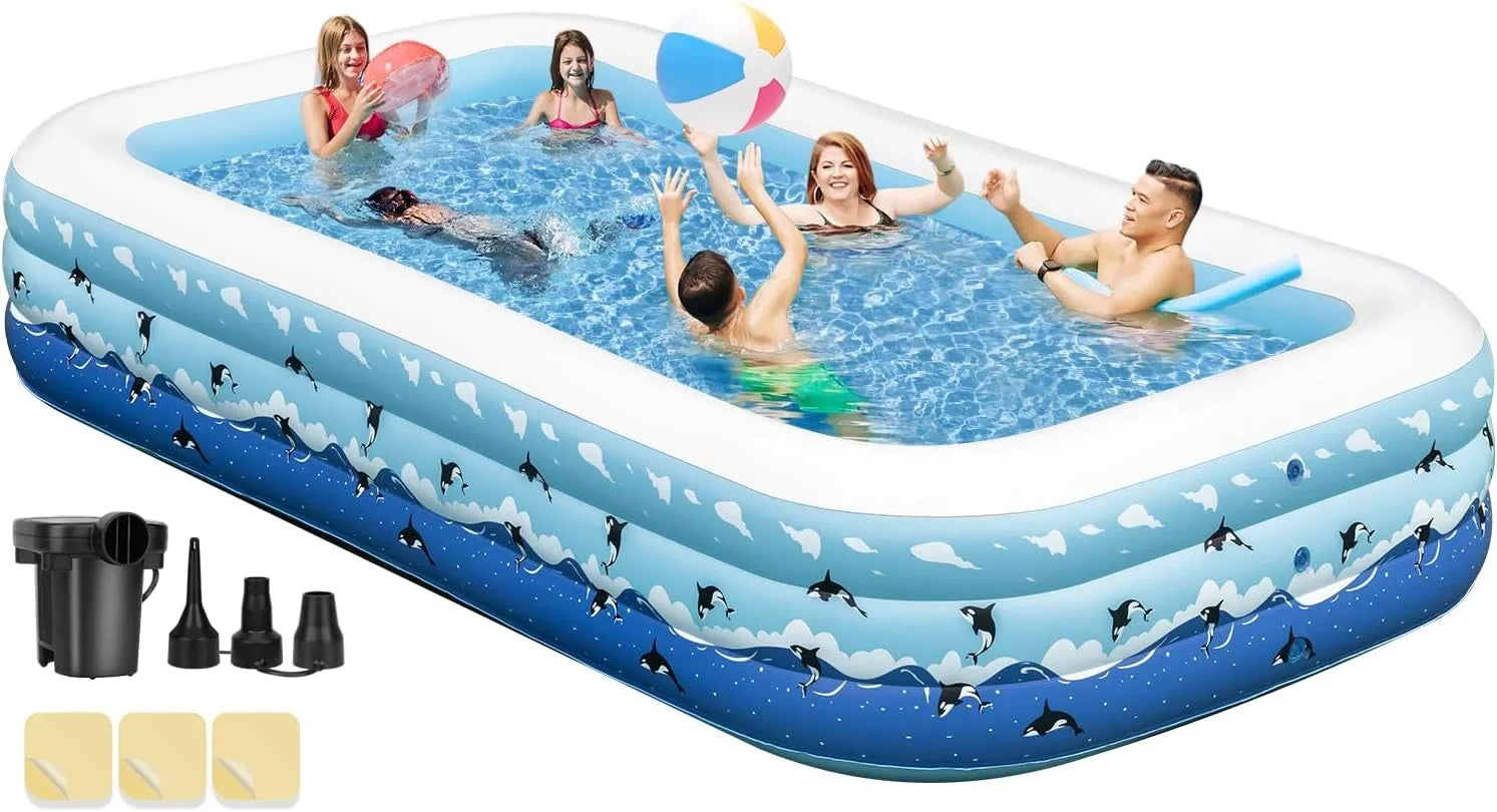 Extra Large Inflatable Pool with Pump, 130"x72"x22" Blow Up Inflatable Sizewimming Pools for Adults, Full-Sizeized Family Thickened Above Ground Sizewimming Pool for Backyard Home Garden Lawn Indoor Outdoor