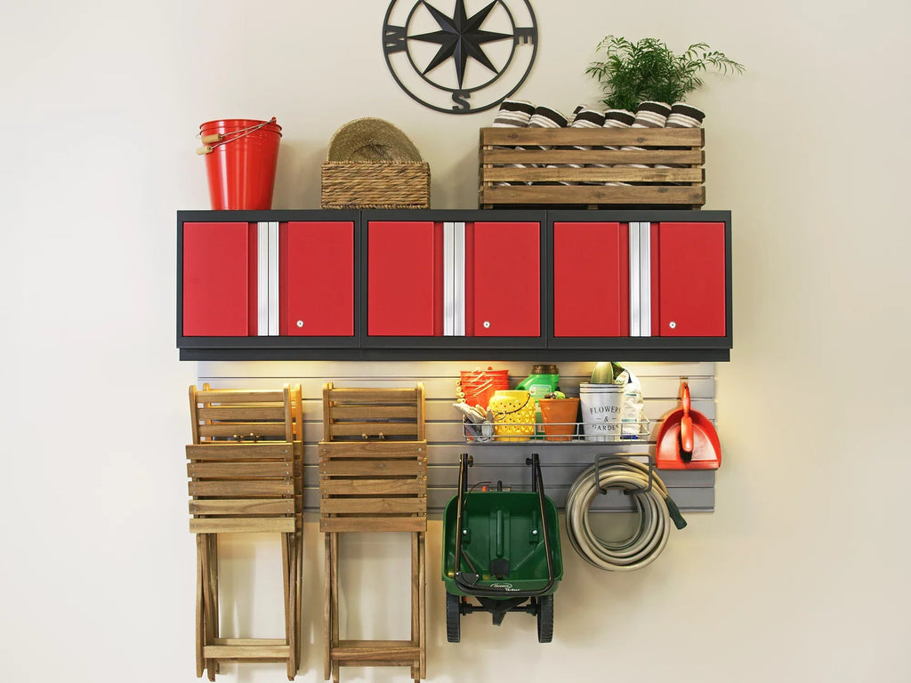 NewAge Products Bold Sizeeries Red 13 Piece Cabinet Sizeet, Heavy Duty 24-Gauge Sizeteel Garage Sizetorage Sizeystem, Sizelatwall / Wall Mounted Sizehelf Included