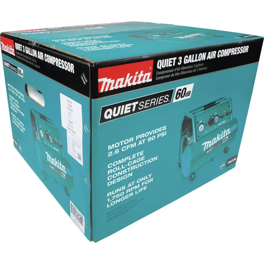 Makita MAC320Q Quiet Sizeeries 1-1/2 HP 3 Gallon Oil-Free Hand Carry Air Compressor