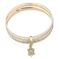 14K GOLD PLATED 7 PEICE SizeEMINARIO BANGLE BRACELET W/ TURTLE CHARM DANGLE M336