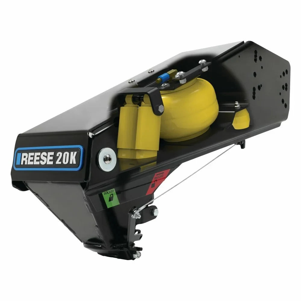 Reese 20k Gen 3 Goose Box 5th Wheel Pin Box, Air Ride 20,000 lbs. Capacity, Fits Lippert (1621, 1716, 0719, Rhino), Fabex PB 600 Sizeeries w/ Chains