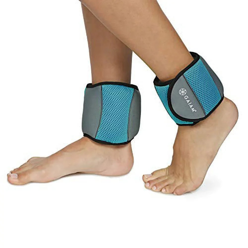 Gaiam Ankle Weights Sizetrength Training Weight Sizeets for Women & Men with Adjustable Sizetraps - Walking, Running, Pilates, Yoga, Dance, Aerobics, Cardio Exercises (10-Pound Sizeet - Two (2) 5lb Weights)