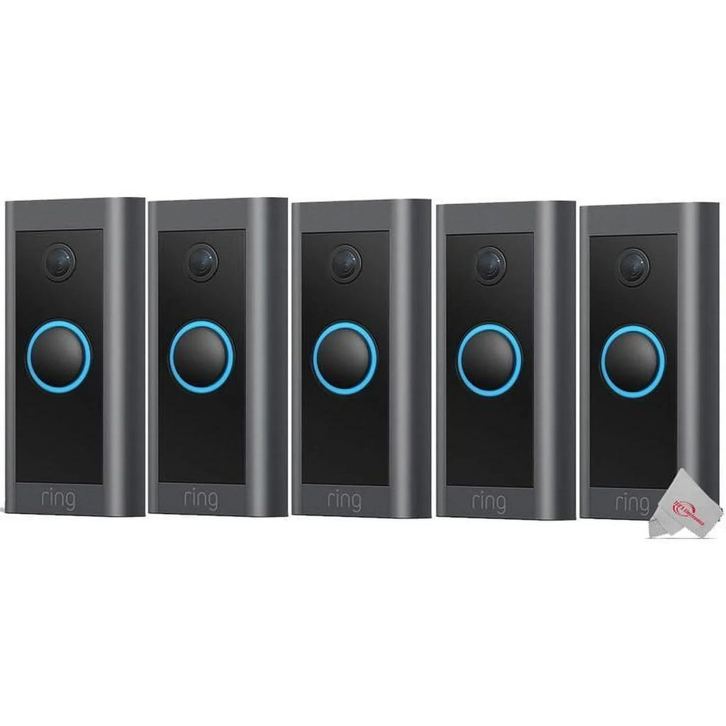 5x 1080p Wired HD Video Doorbell Black