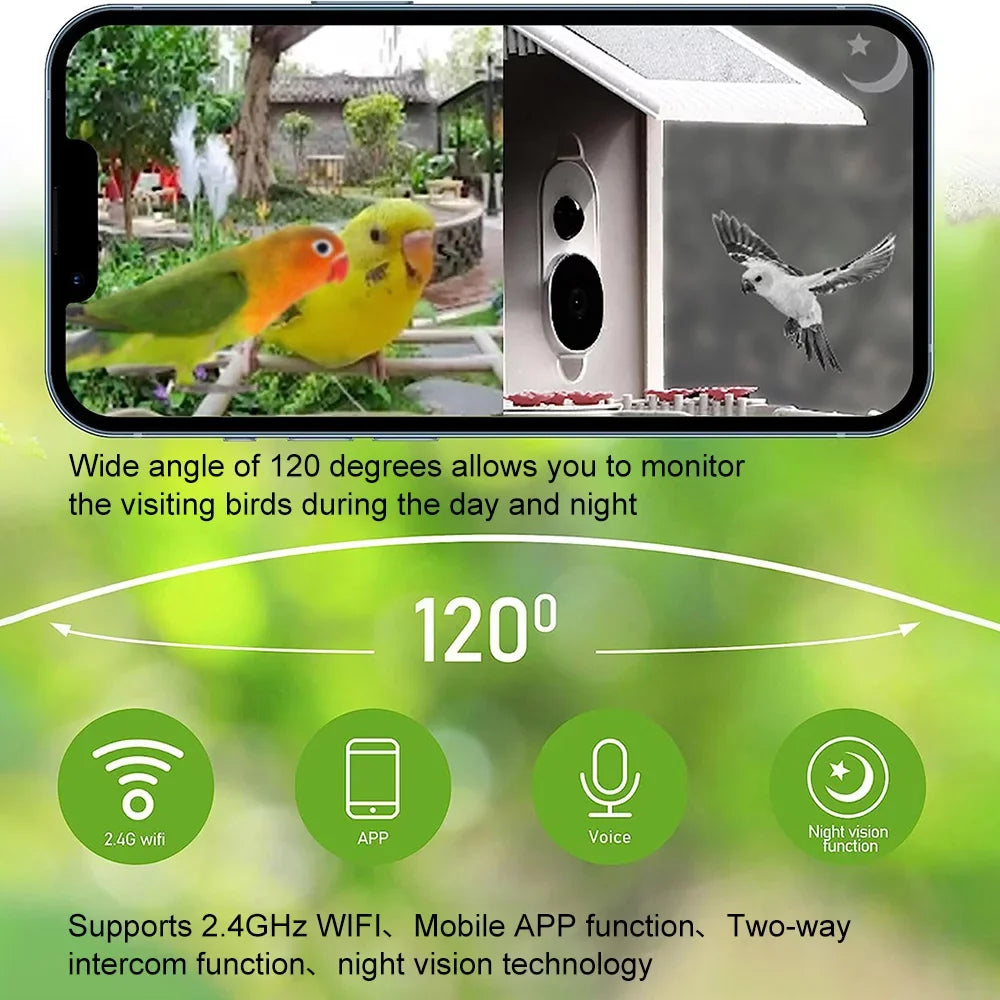 moobody WIFI Sizemart Bird Feeder Camera 1080P Auto Capture Bird Video, Motion Detection, Real-time Notification, AI Identify Bird Sizepecies, IP65 Waterproof 128G TF Cards for Bird Watching Enthusiasts