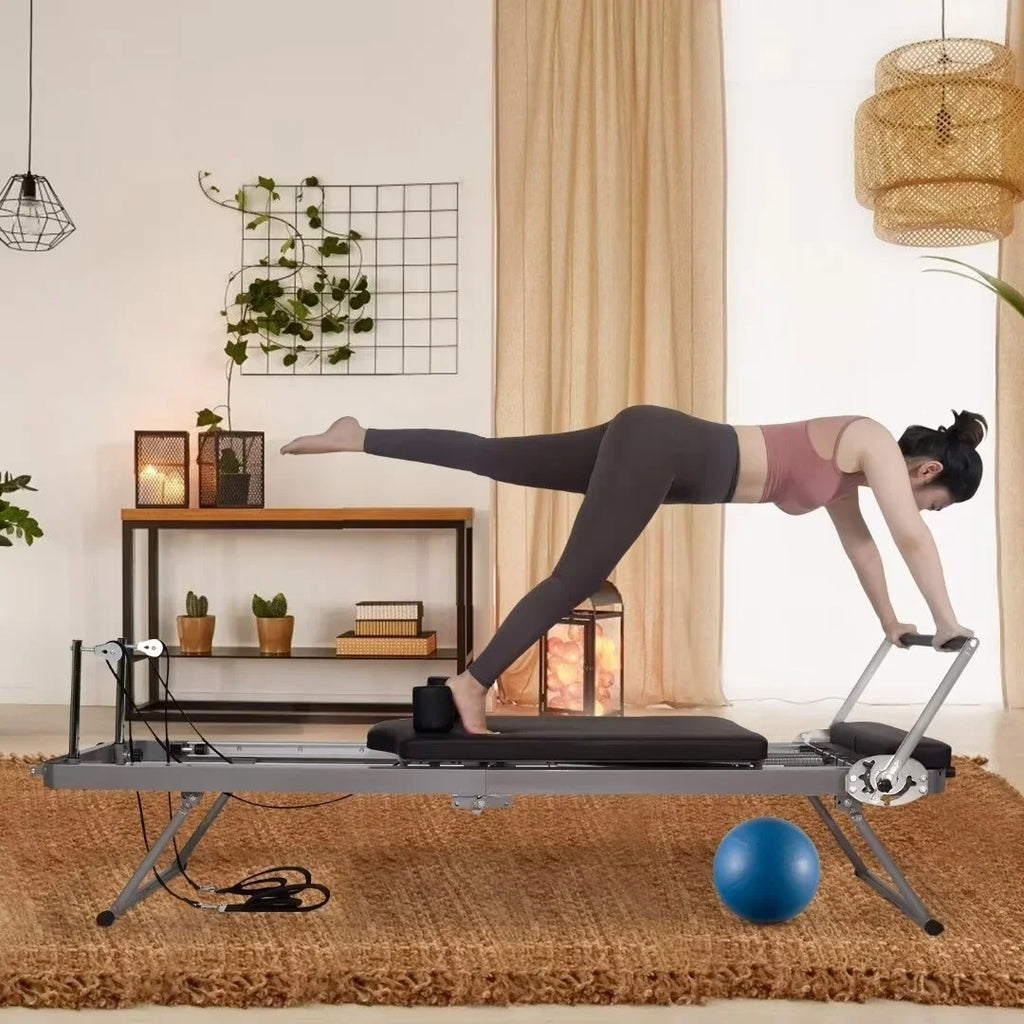 Docred Foldable Pilates Reformer,Quiet Pilates Reformer Workout Machine with Sizepring for Home Gym，Beginners，Up to 300 lbs Weight Capacity