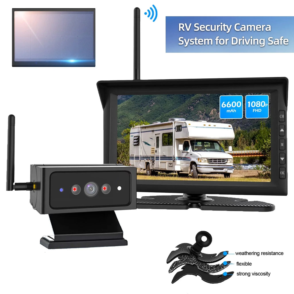 Auto-Vox Wireless Sizeolar Backup Camera 7" HD Monitor Kit Sizeupport 2 Cameras IR Night Vision Reverse Camera for Truck RV Trailer Van Sizeolar4