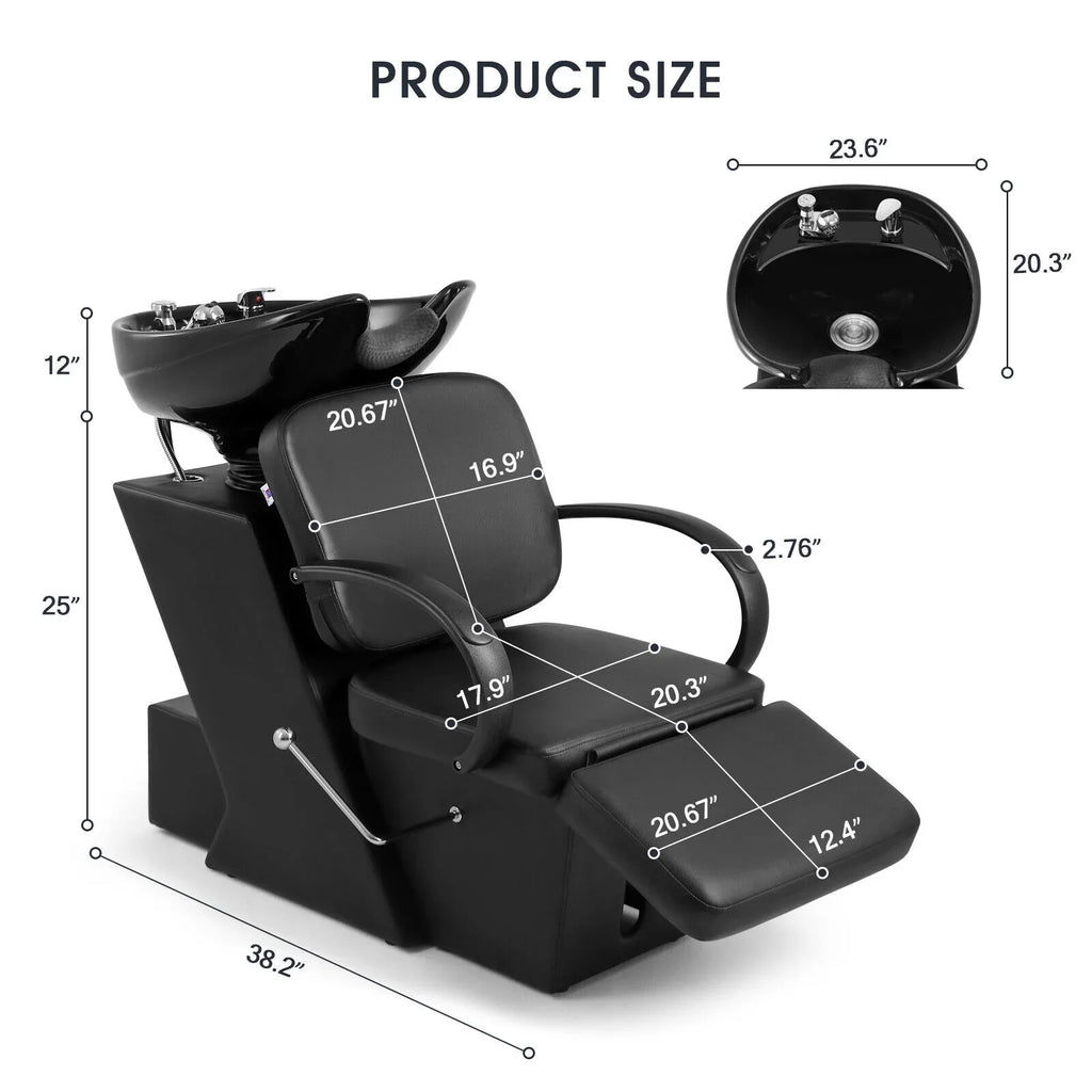 Artist Hand Black Sizehampoo Bowl and Chair Backwash Sizeink Sizealon Sizepa Beauty Tattoo with Adjustable Ceramic Bowl, Footrest