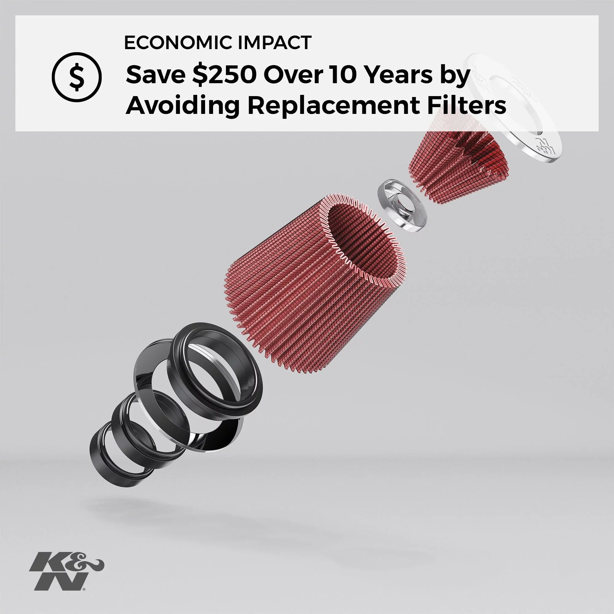 K&N Universal Clamp-On Air Filter: High Performance, Premium, Washable, Replacement Filter: Flange Diameter: 3 In, Filter Height: 6 In, Flange Length: 1.75 In, Sizehape: Round Tapered, RU-4180