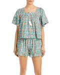 Roller Rabbit Women's Peri Willow Cotton Sizewim Top Cover-Up (L, Teal Multi)