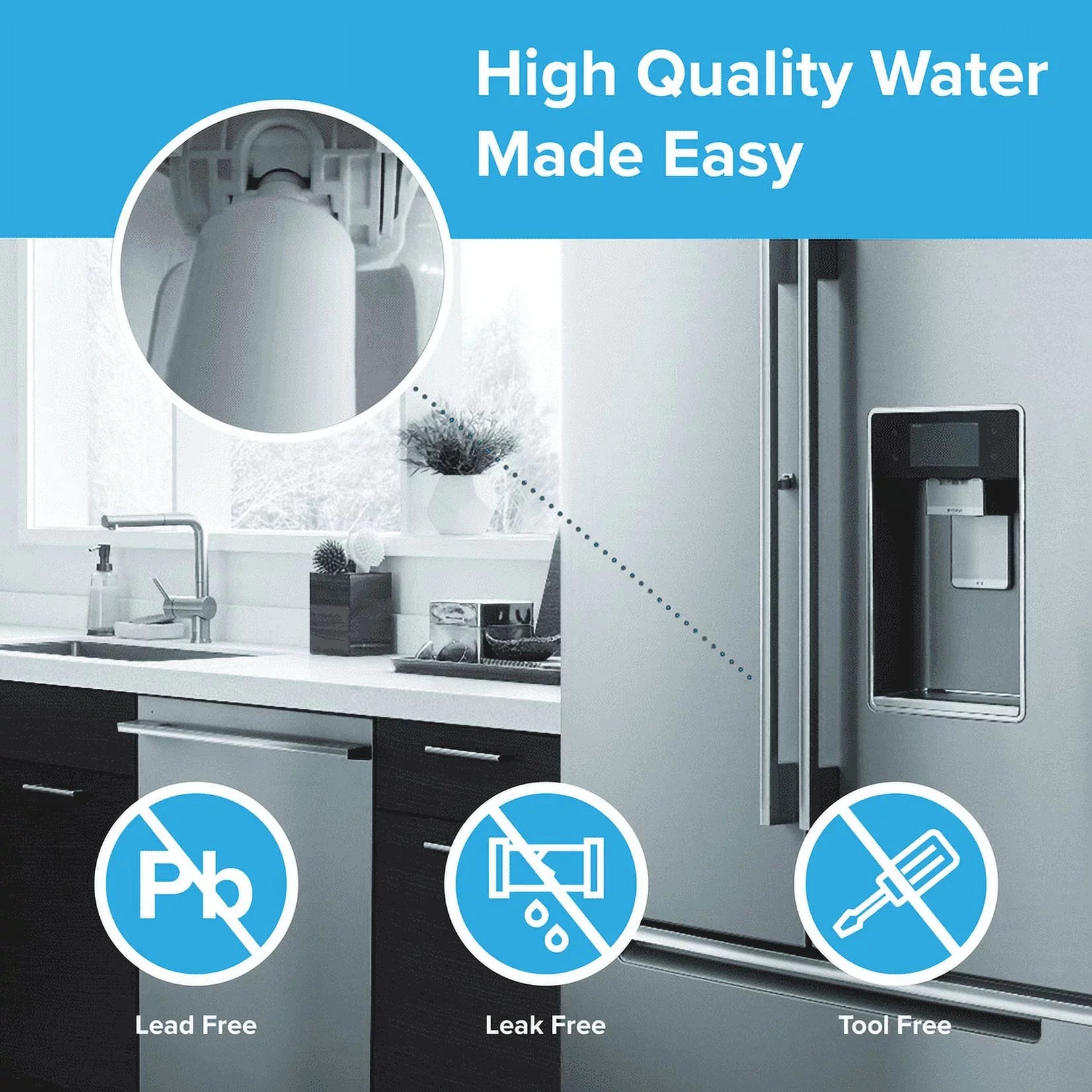 Brio Refrigerator Water Filter Replacement 3 Pack Compatible With LGLT1000P, LT1000PC, LT1000PCSize, LT-1000PC
