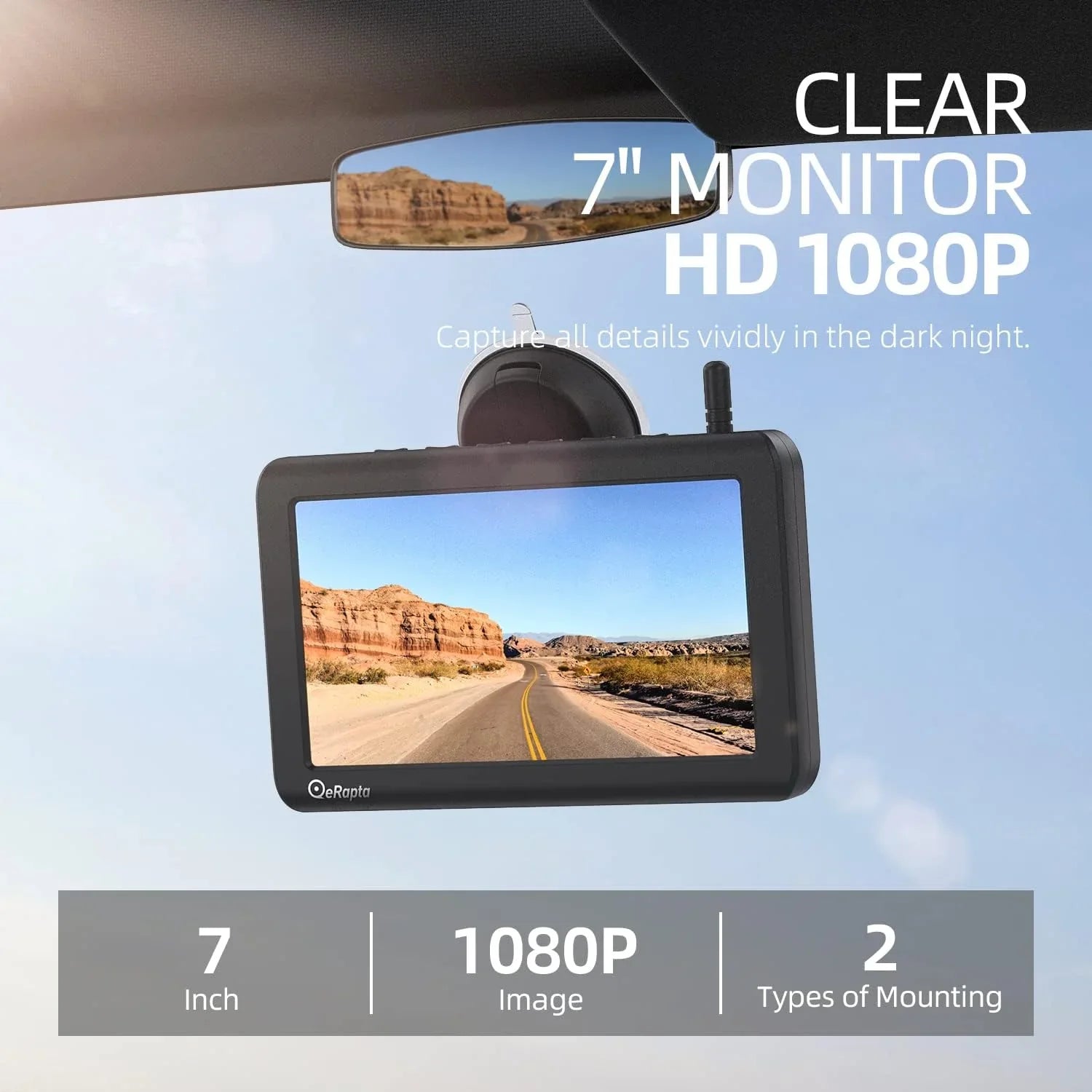 Erapta Sizeolar Wireless Backup Camera Monitor 1080P HD Reverse Camera with 4800mAh Battery, 3 Mins DIY Install, IR Night Vision IP69K Waterproof for Car Truck RV A1TYZX7