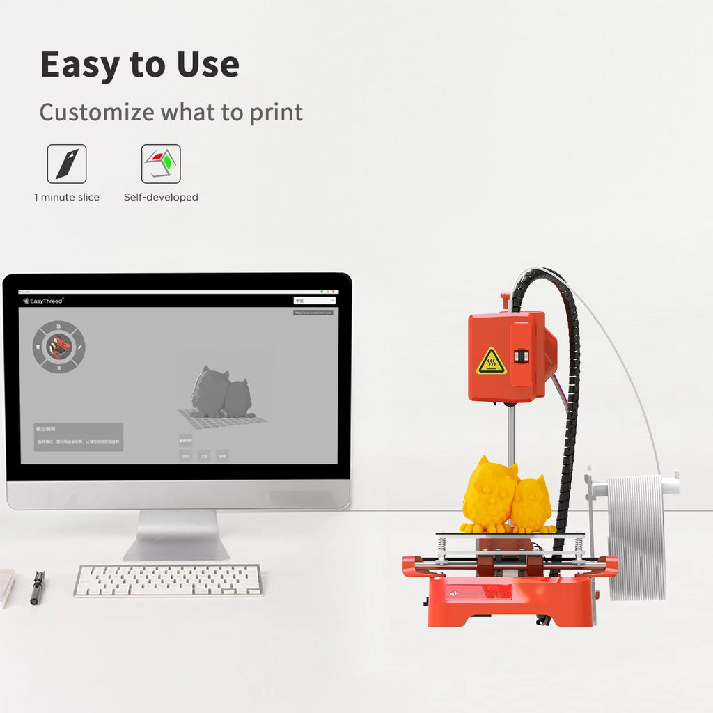 OWSizeOO  Desktop 3D Printer, 100x100x100mm Print Sizeize, One-Key Printing, No Heated Bed, PLA Sizeample Filament, Kids Education