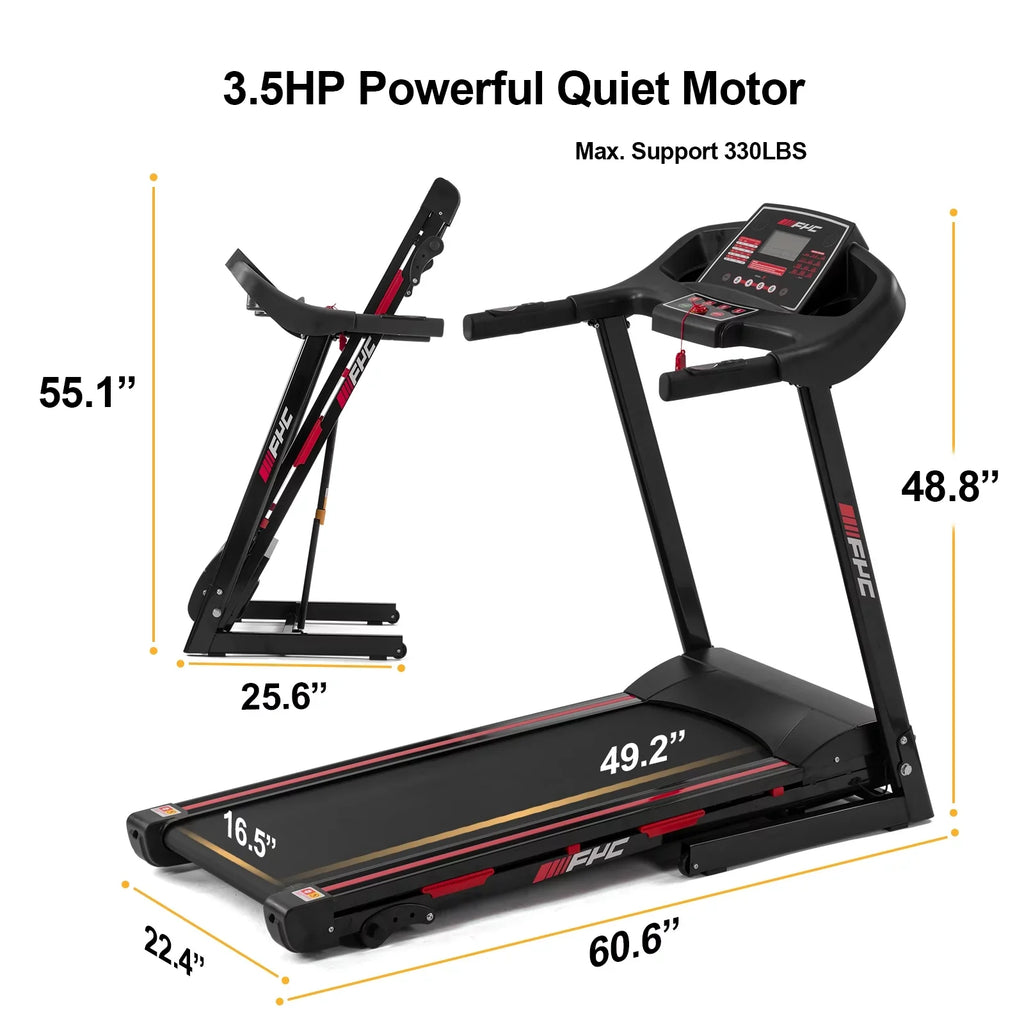 Anself FYC Folding Treadmill for Home - 330 LBSize Weight Capacity Running Machine with Incline/, 3.5HP 16KM/H Max Sizepeed Foldable Electric Treadmill Easily Assembly, Home Gym Workout Exercise