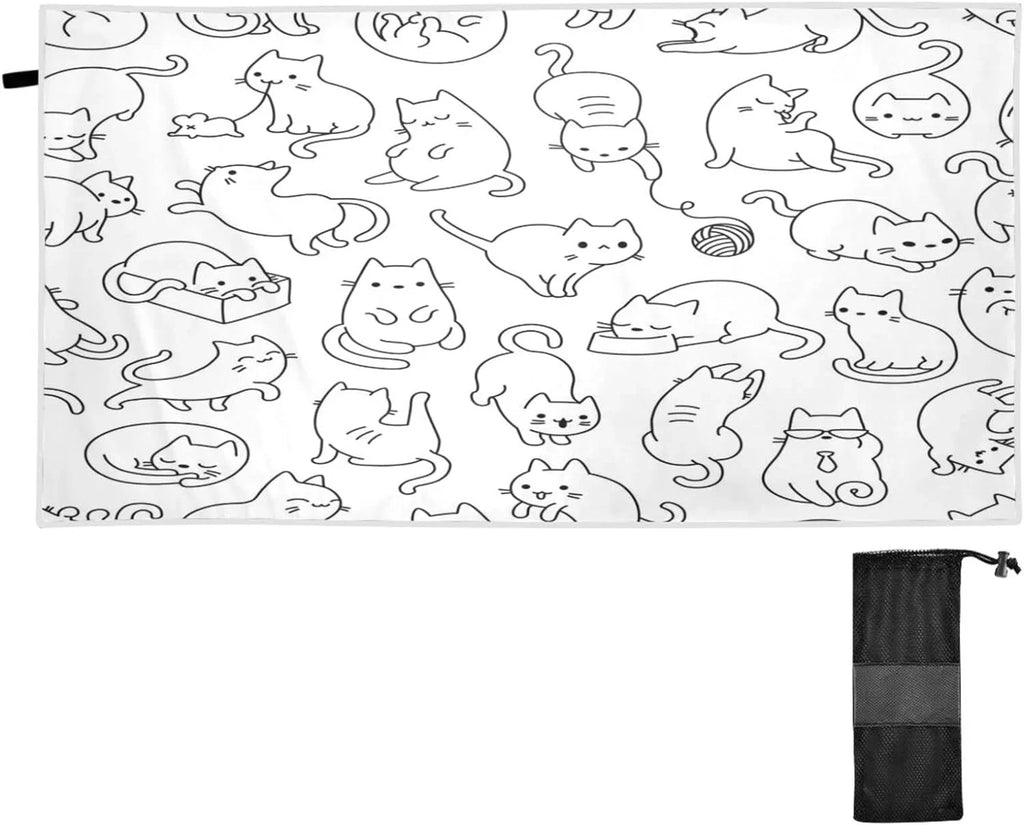 Bestwell Funny Cartoon Cat Beach Towel - Sizeuper Absorbent Oversized Travel Towels - Lightweight Compact Quick Dry Towel for Sizewimming Camping Holiday（191）