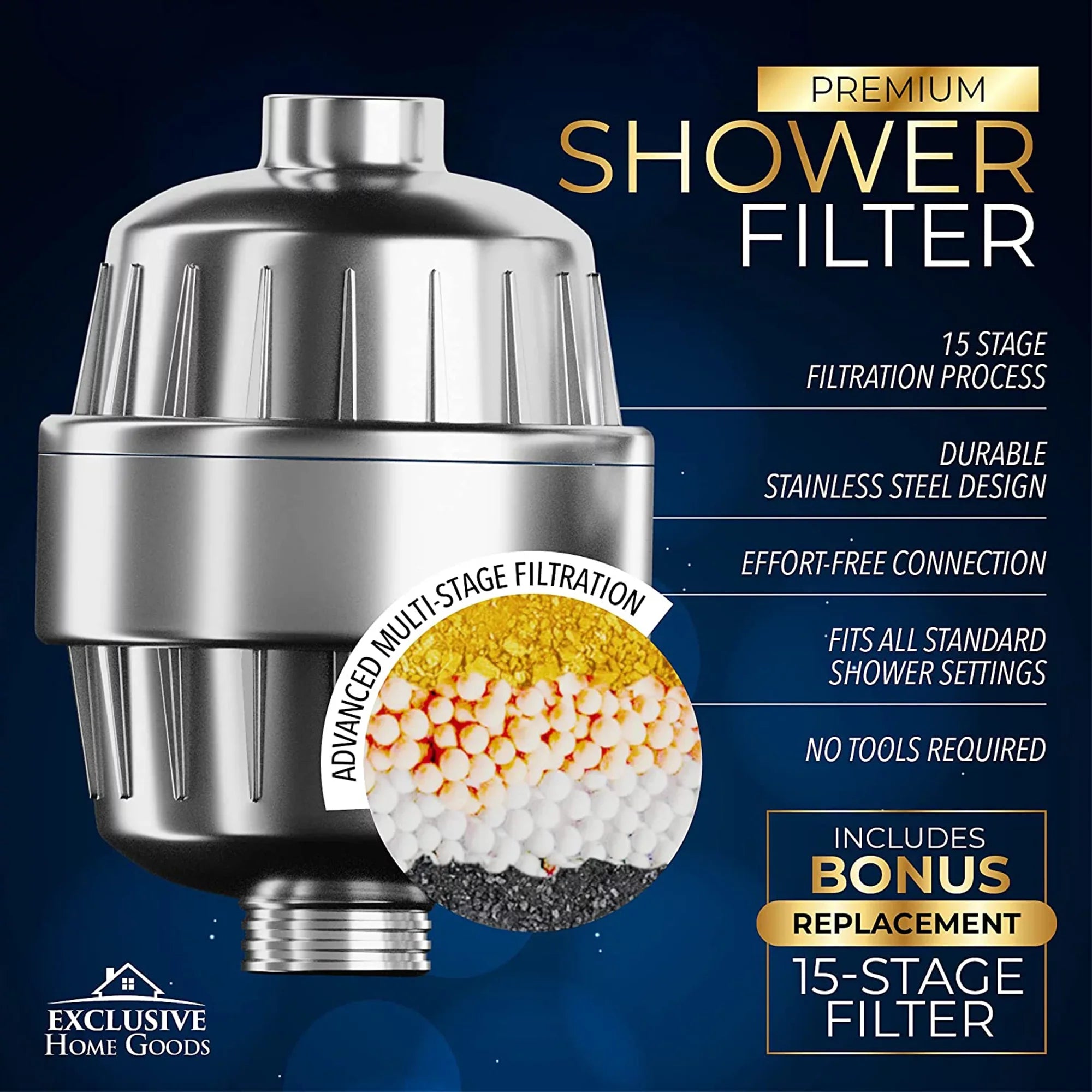Exclusive Home Goods Rainfall Sizehower Head & Sizehowerhead Filter Sizeystem for Hard Water