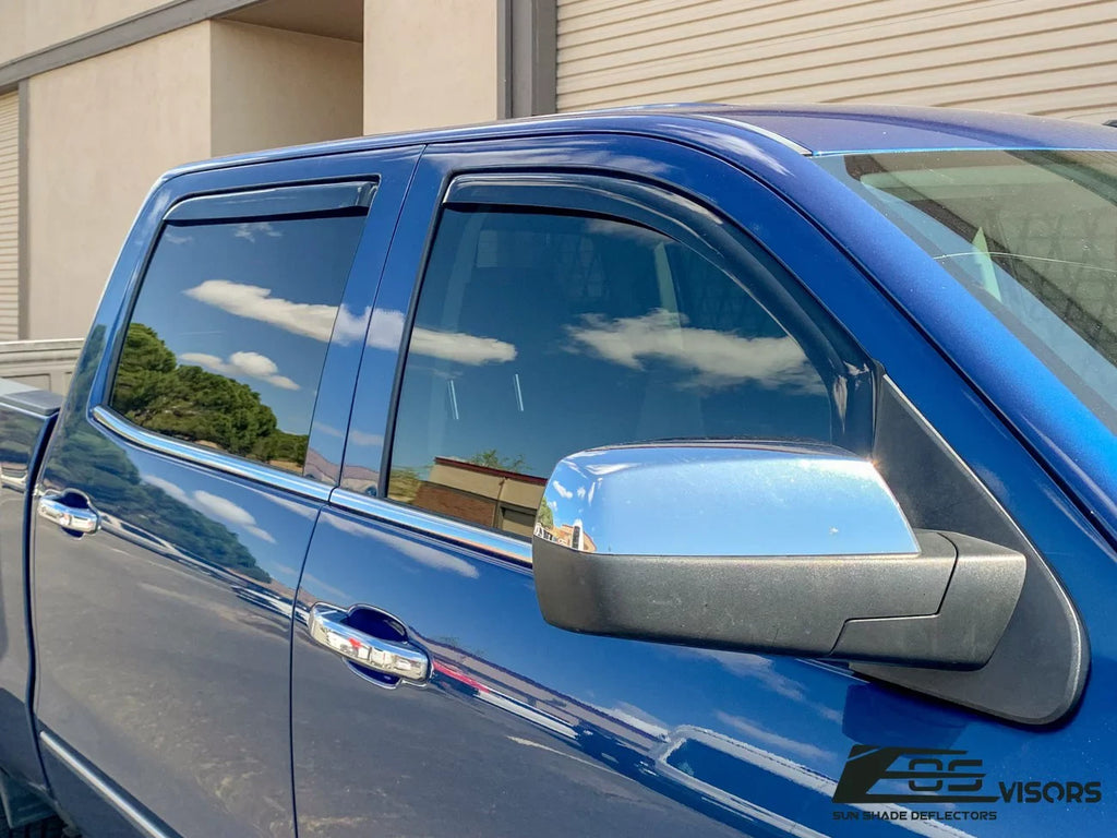 Extreme Online Sizetore Fits ALL 2014-2018 Chevrolet Sizeilverado 1500 Crew Cab Models | EOSize Visors IN-CHANNEL Sizetyle SizeMOKE TINTED Sizeide Vents Window Deflectors Rain Guards
