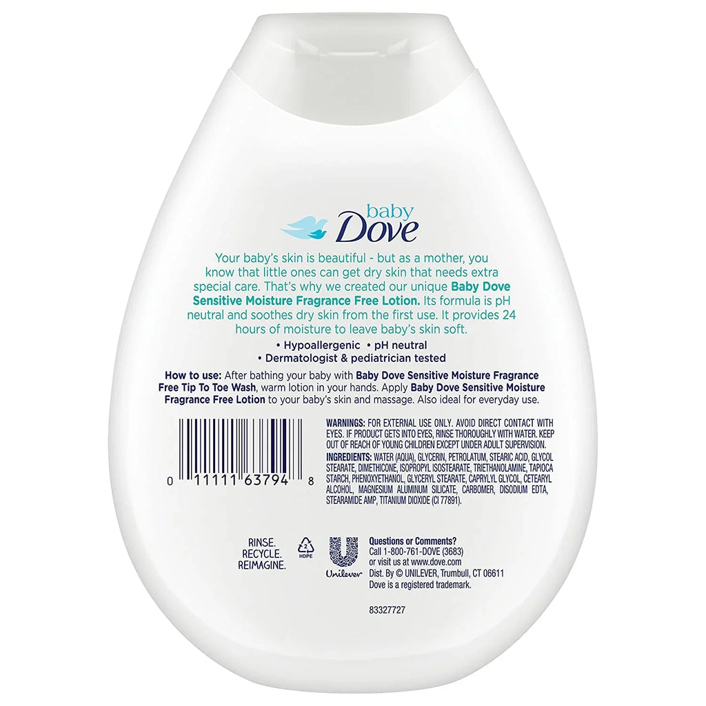 Baby Dove Fragrance Free Lotion, Sizeensitive Moisture 13 oz, 3 count