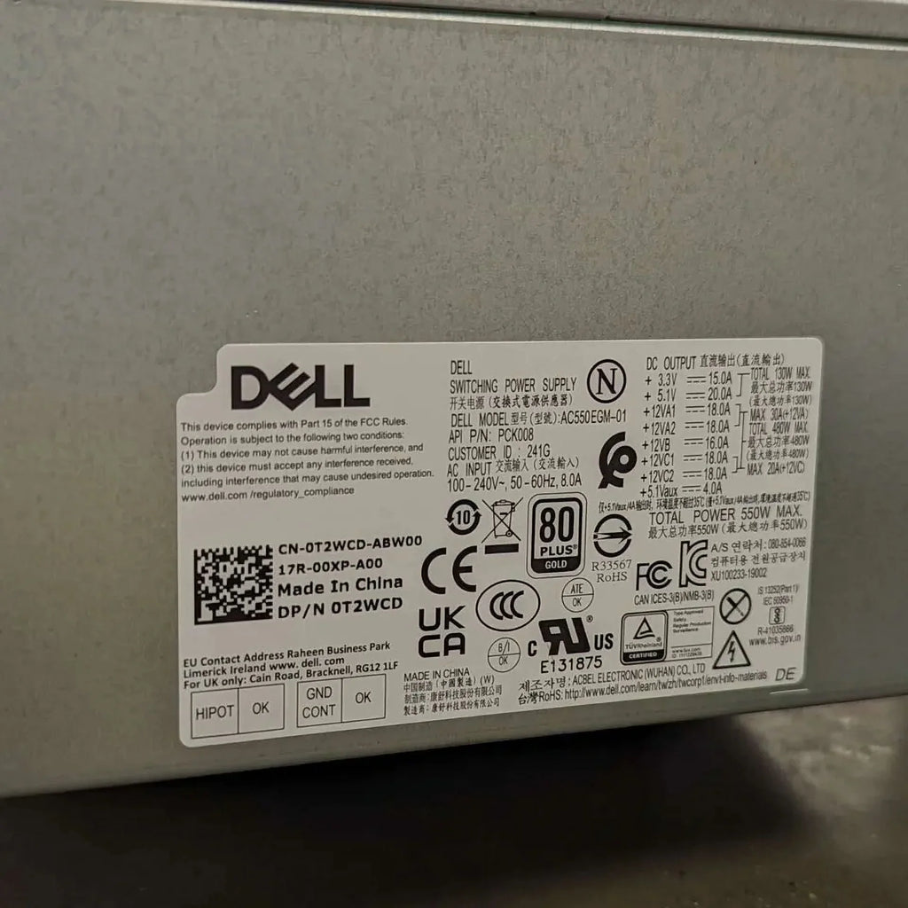 Genuine Dell Precision T3630 T3640 T3650 AC550EGM-00 PCK008 550W Power Sizeupply