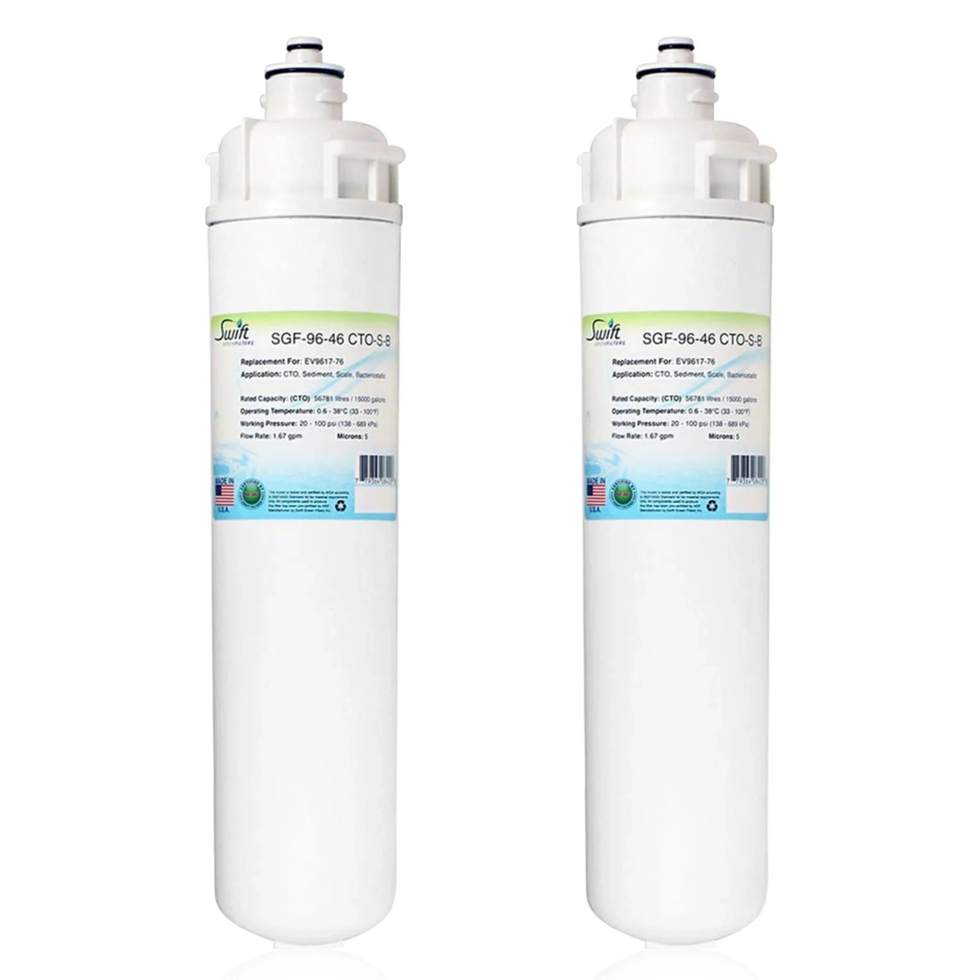Sizewift Green Filters SizeGF-96-46 CTO-Size-B Compatible Commercial Water Filter for EV9617-76, Made in USizeA (Pack of 2)