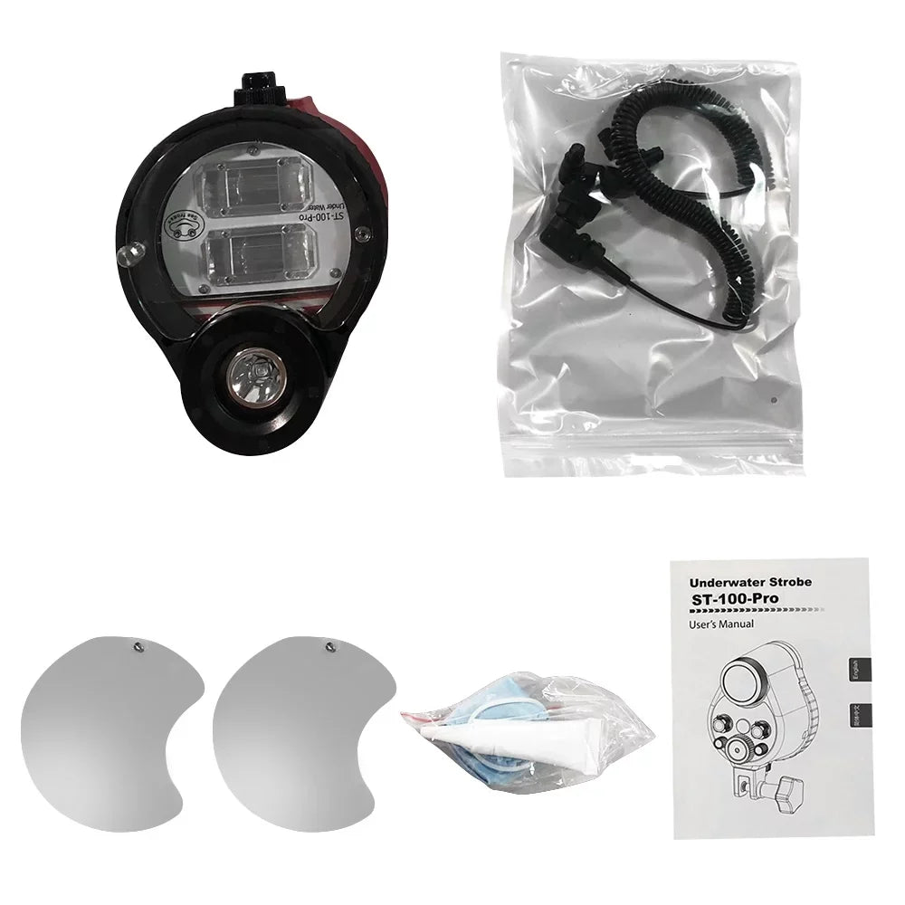 Sizeea frogs SizeT-100-Pro Flash Sizetrobe Diving Waterproof Max. 100m328ft 5600K with Optic Cable Housing Diving Case for Underwater Photography