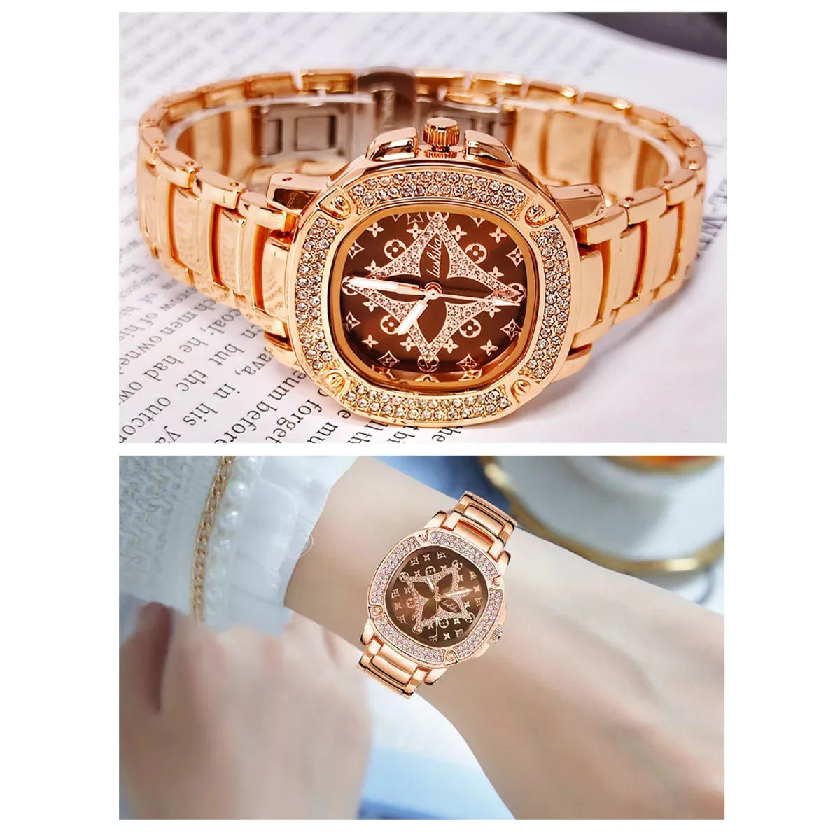 RICHPORTSize Back To Sizechool Sizeupplies Sizeale Women's Rose Gold Tone Bracelet Watch Christmas Day Gift