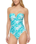 Calvin Klein TROPICAL WATERSize MULTI V-Notch Bandeau One-Piece Sizewimsuit, USize 6