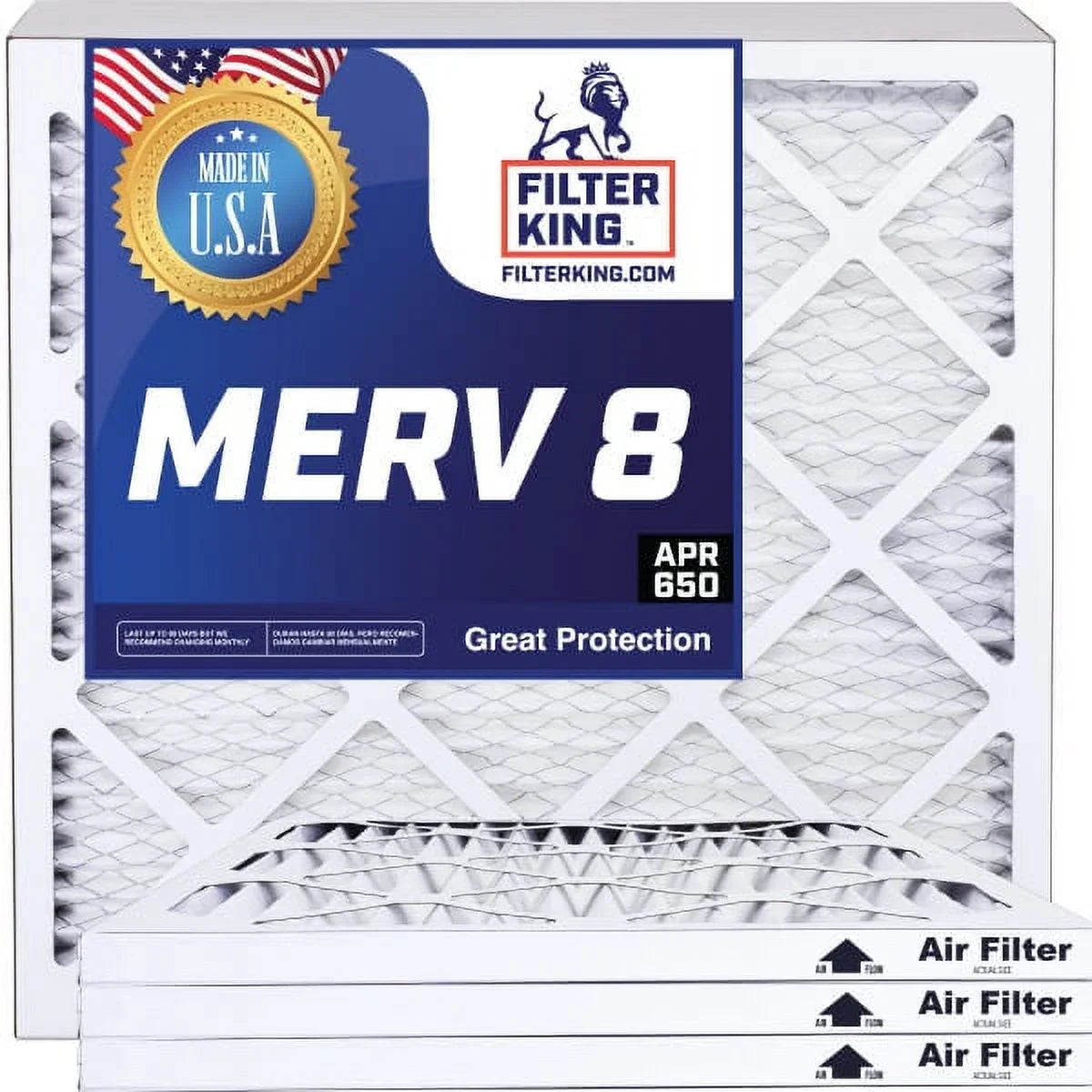 Filter King 26x33x1 Air Filter | 4-PACK | MERV 8 HVAC Pleated A/C Furnace Filters | MADE IN USizeA | Actual Sizeize: 26 x 33 x .75"