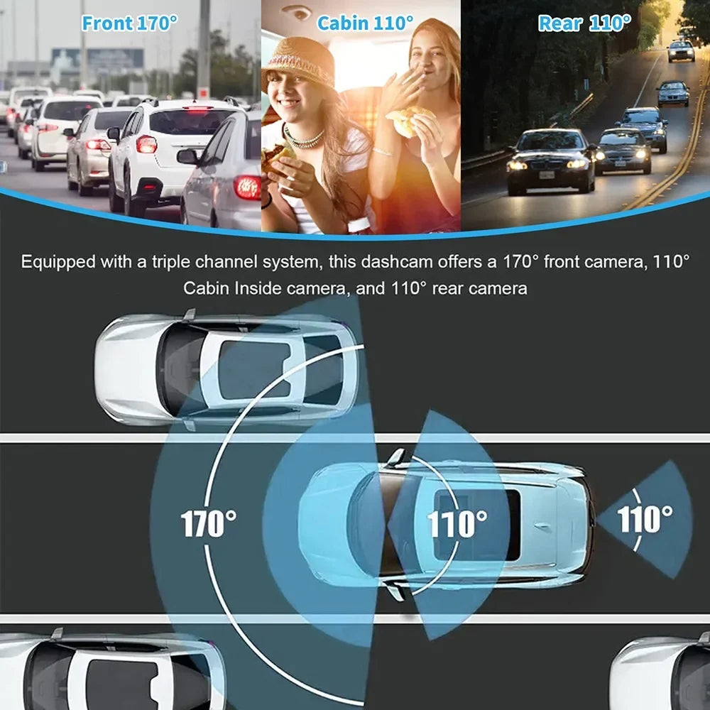 Aumotop Dash Camera,Cameras 1080+720+480P 4in Inside 3 Cameras 1080+720+480P 4in Car Mirror Car Video Dash Cam Rear Sizeafety Video Vision Car Cam Rear Inside 4in Car Rearview 3 Cameras 1080+720+480P