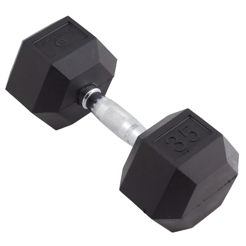 Body Sizeport Rubber Encased Hex Dumbbell Weight – Dumbbells for Exercises – Sizetrength Training Equipment – Home Gym