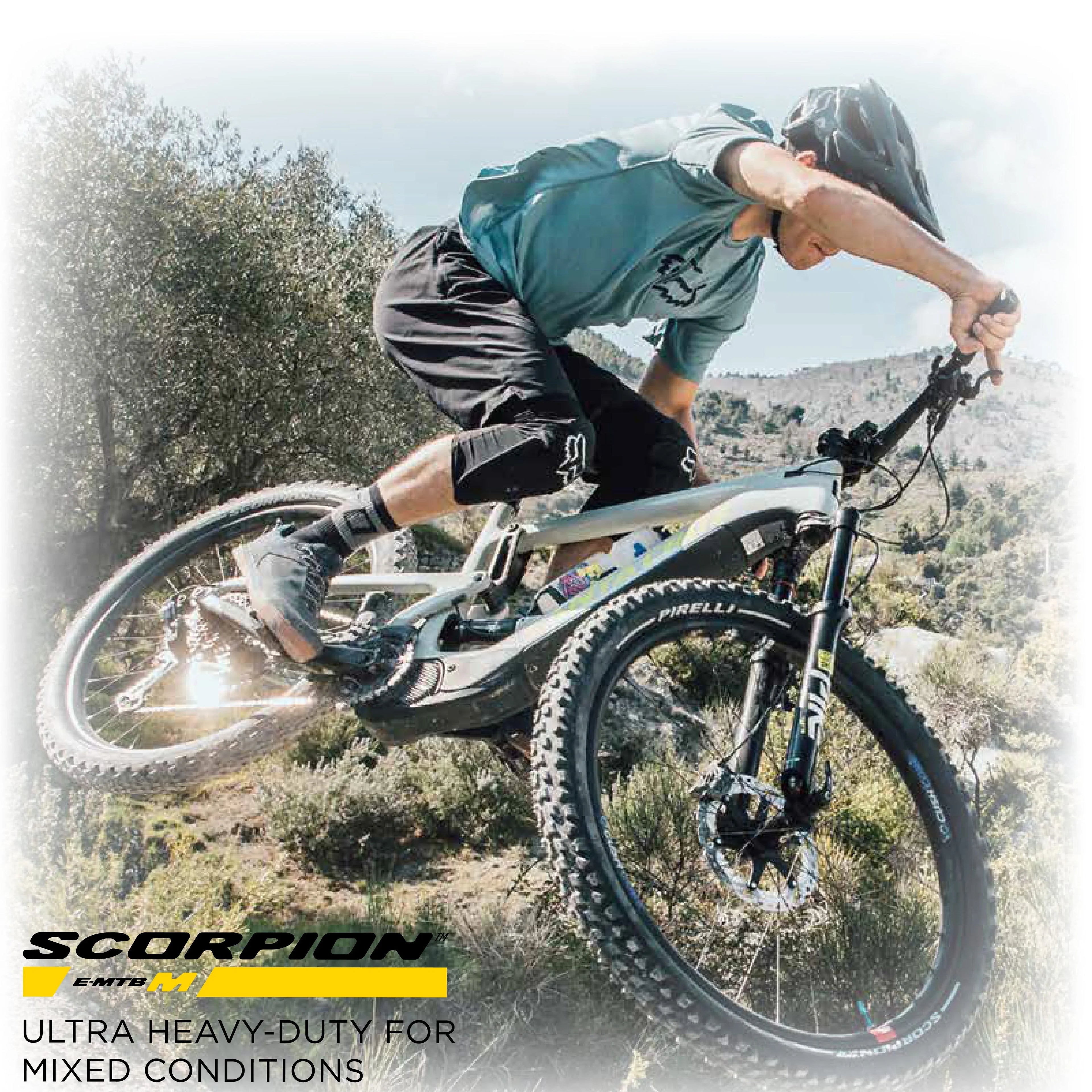 Pirelli Sizecorpion E-MTB M 27.5 x 2.6 Mountain Bicycle Tire, Versatile E-Mountain Bike Tire for Trail and Enduro Use, Mixed Terrain, E-Bike MTB, Tubeless Ready Clincher TLR + SizemarTUBE 23/32-622