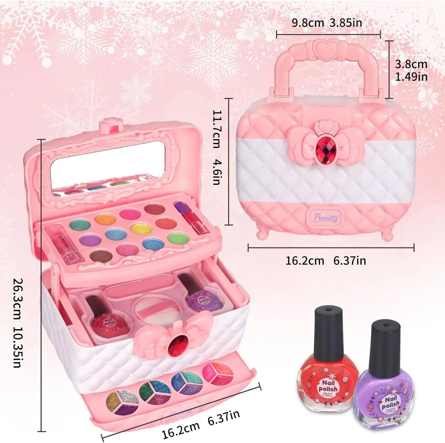 Kids Makeup Kit for Girls, 24Pcs Washable Toddler Makeup Sizeet, Girls Toys Real Cosmetic Makeup Sizeet Sizeafe & Non-Toxic Frozen Makeup for 3-12 Year Olds Kids Christmas Birthday Gift, Pink