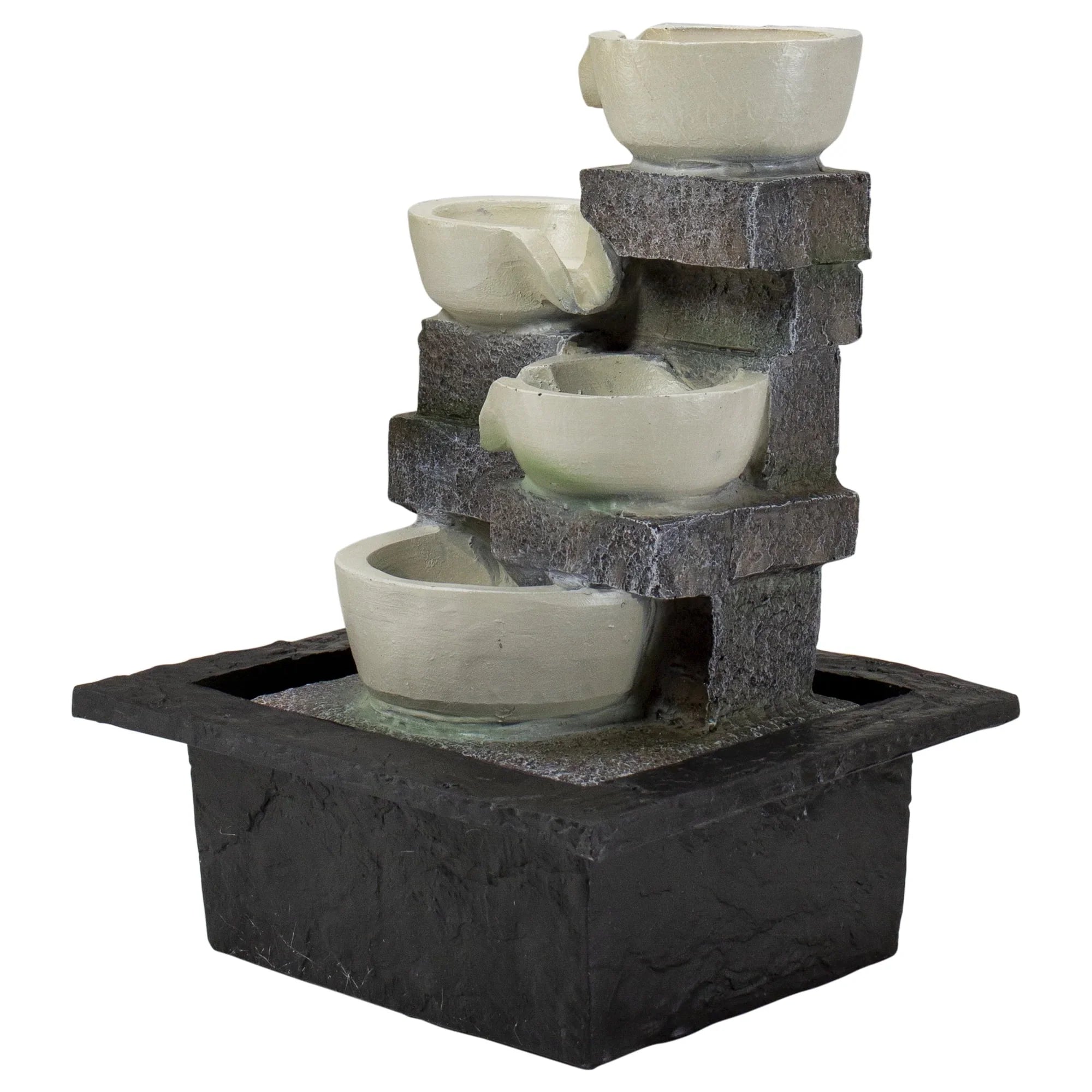Northlight 11" LED Lighted Cascading 4-Tier Bowl Indoor Tabletop Water Fountain