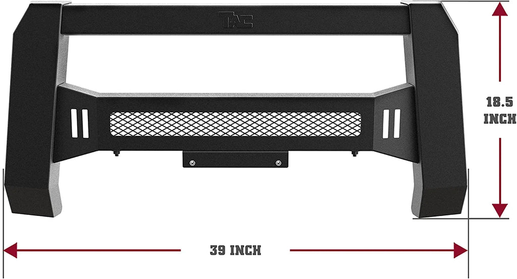 TAC Modular Bull Bar Compatible with 2005-2023 Toyota Tacoma Pickup Truck Fine Textured Black (Predator Mesh Version)