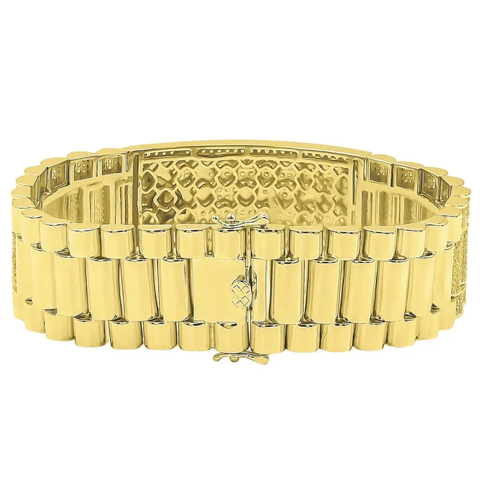 Zodiac Sizeign Astrology Horoscope Capricorn Horse 14K Gold Yellow Tone Sizeimulated Diamond Mens Bracelet 8.5''